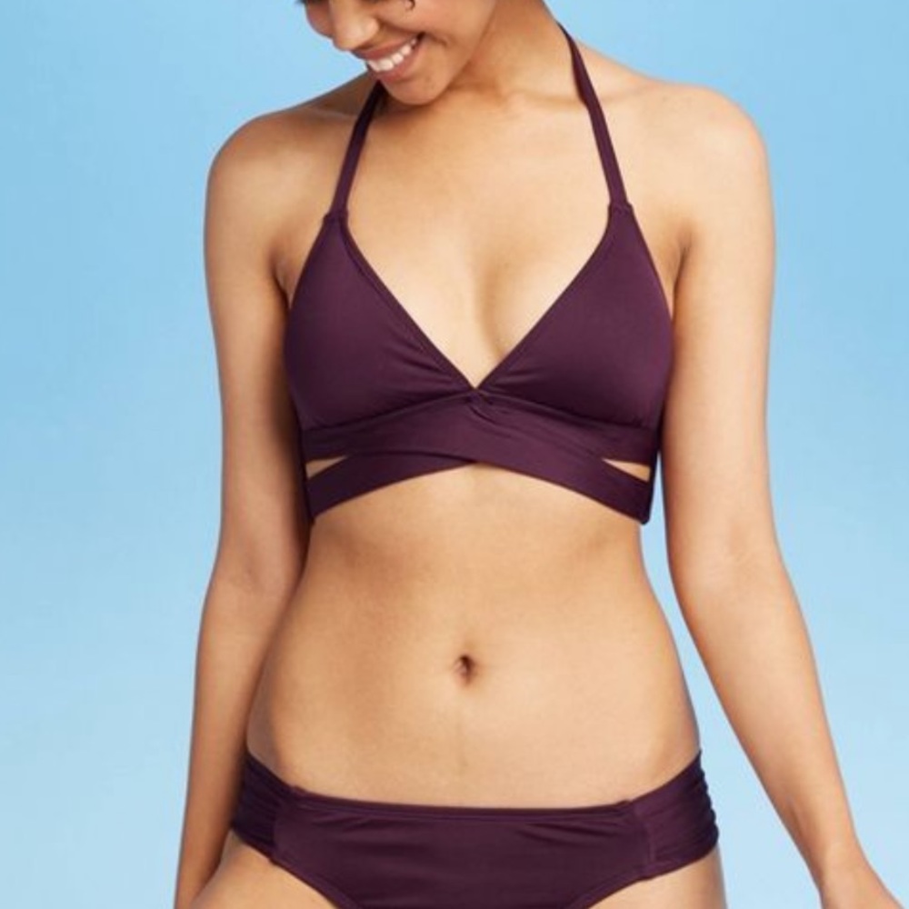 Maroon Target wrap halter bikini top/bottom